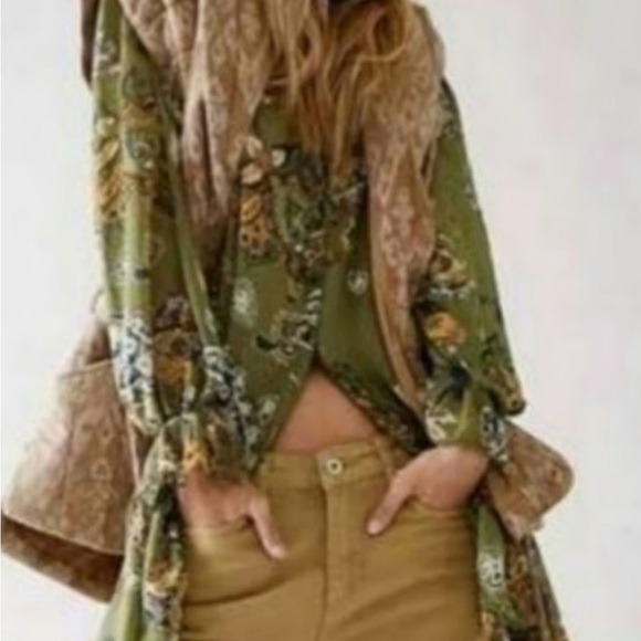 Free People Green and Orange Ruffled Tiered Sundress - Picture 3 of 9